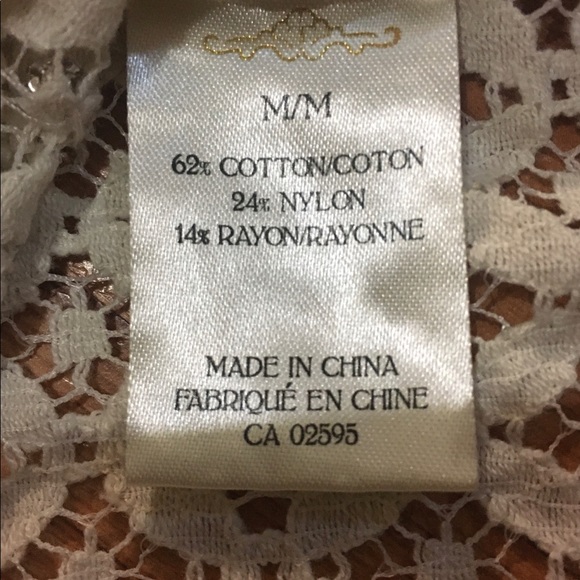 Lace tank top M w/ rhinestone and bead detail - Picture 4 of 5